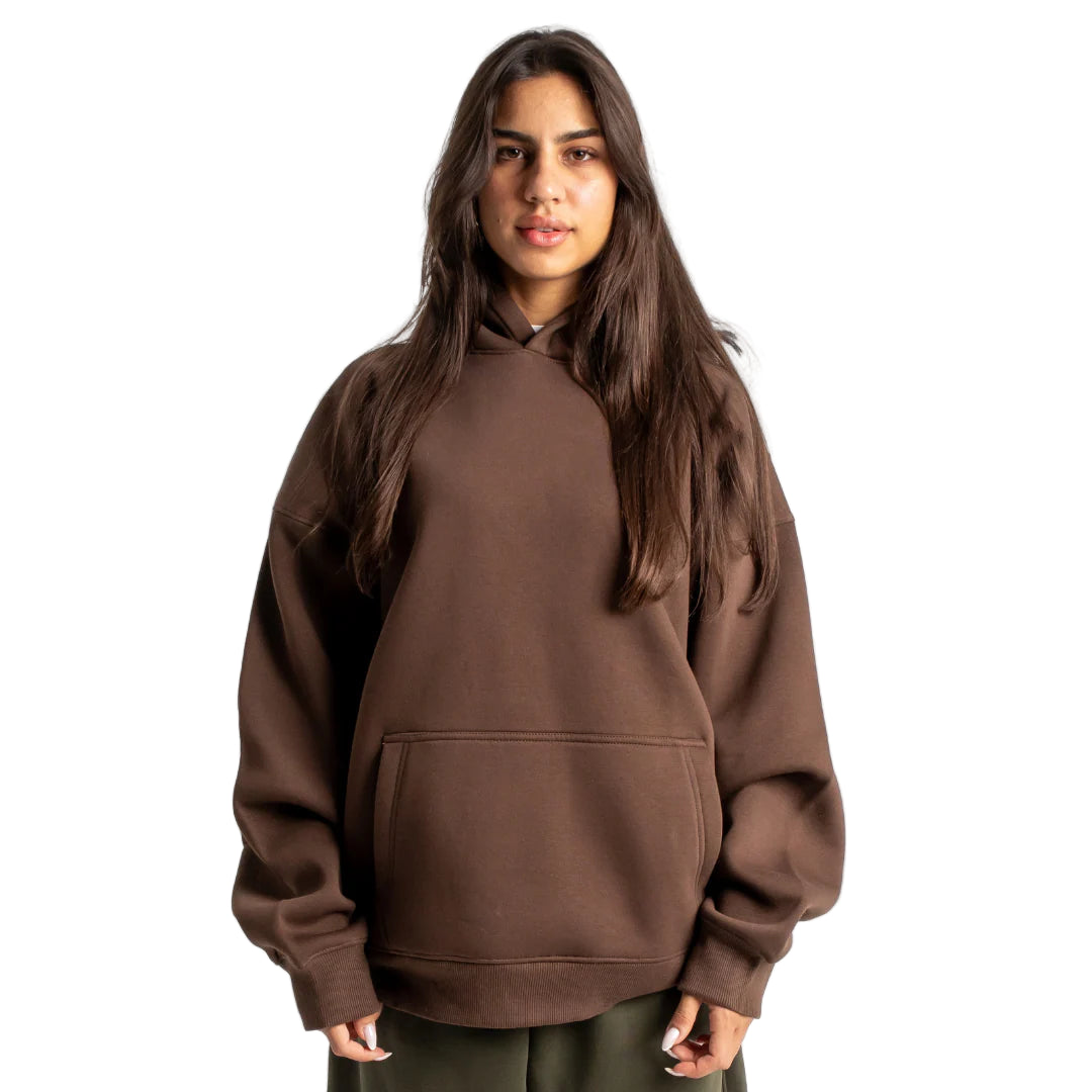 Drop Shoulder Hoodie - Brown