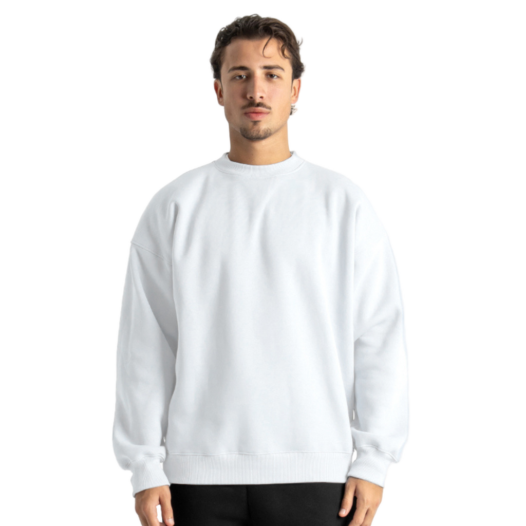 Drop Shoulder Crewneck - White
