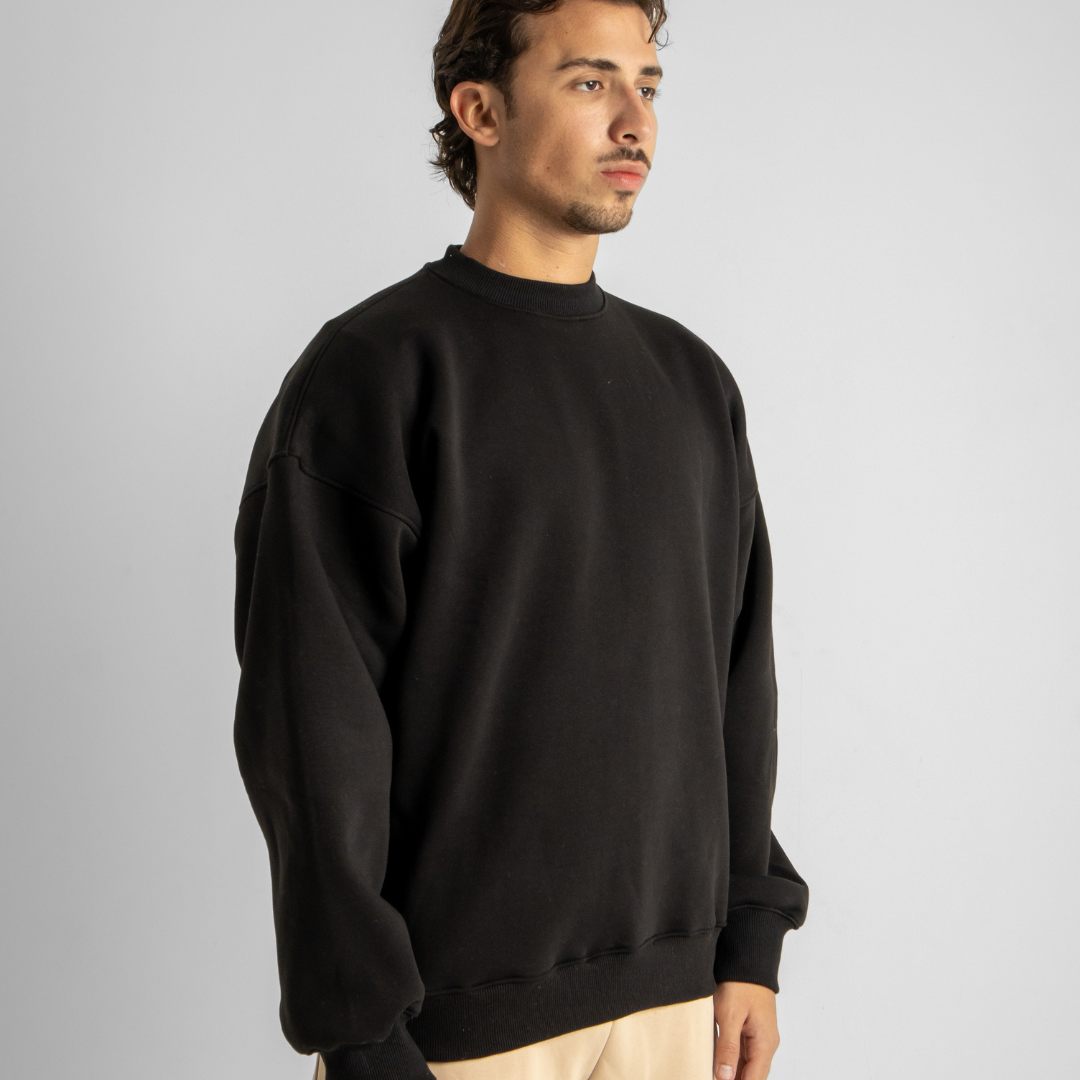 Drop Shoulder Crewneck - Black