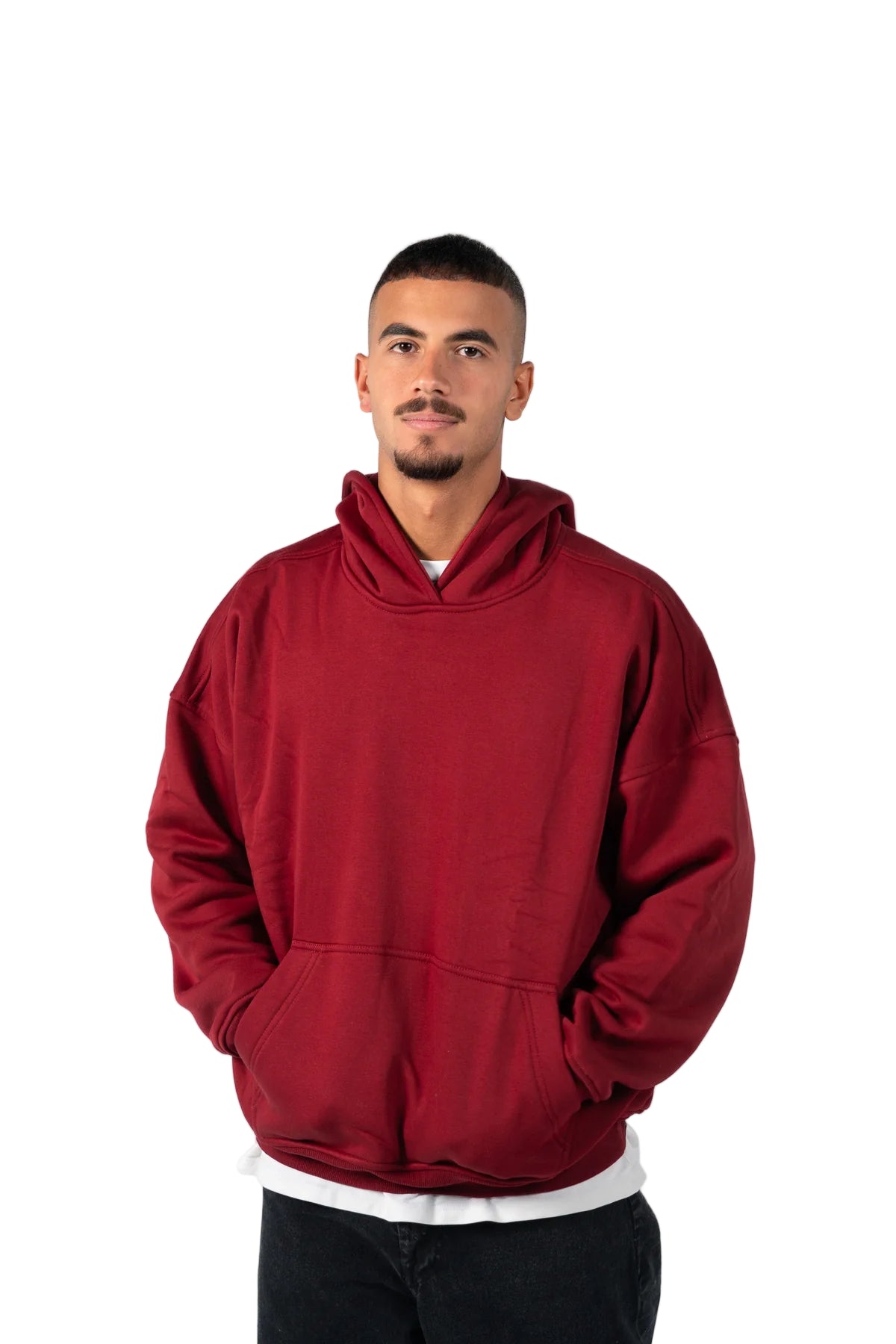 Drop Shoulder Hoodie - Burgundy