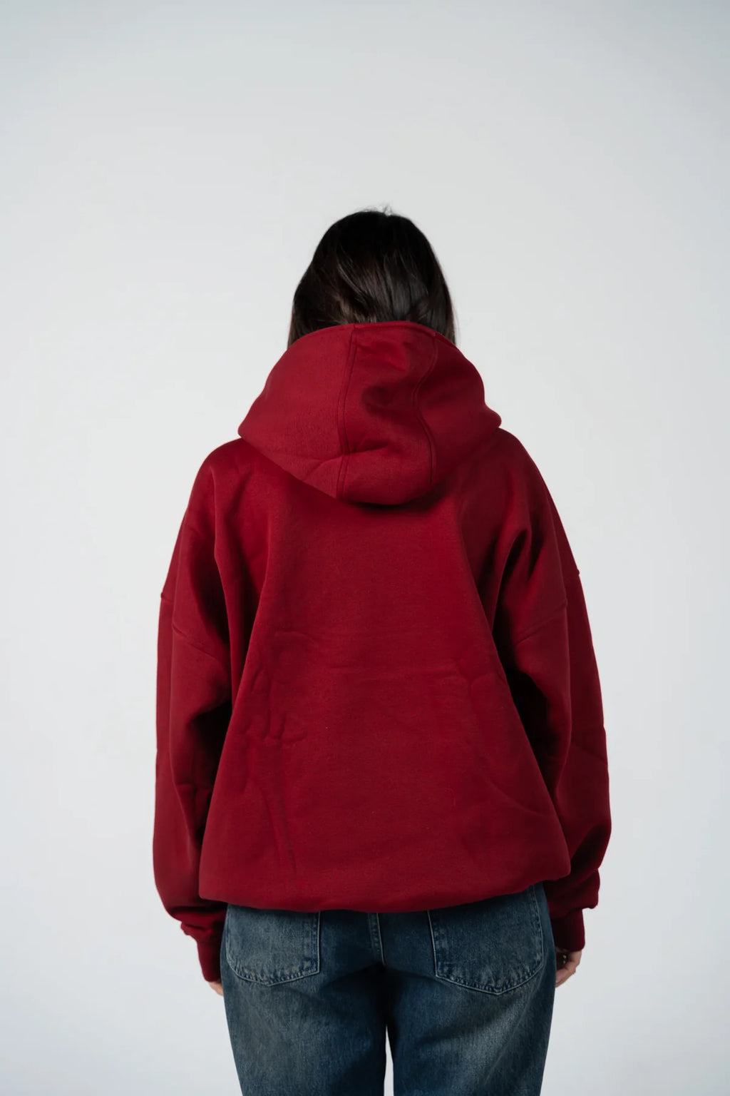 Drop Shoulder Hoodie - Burgundy