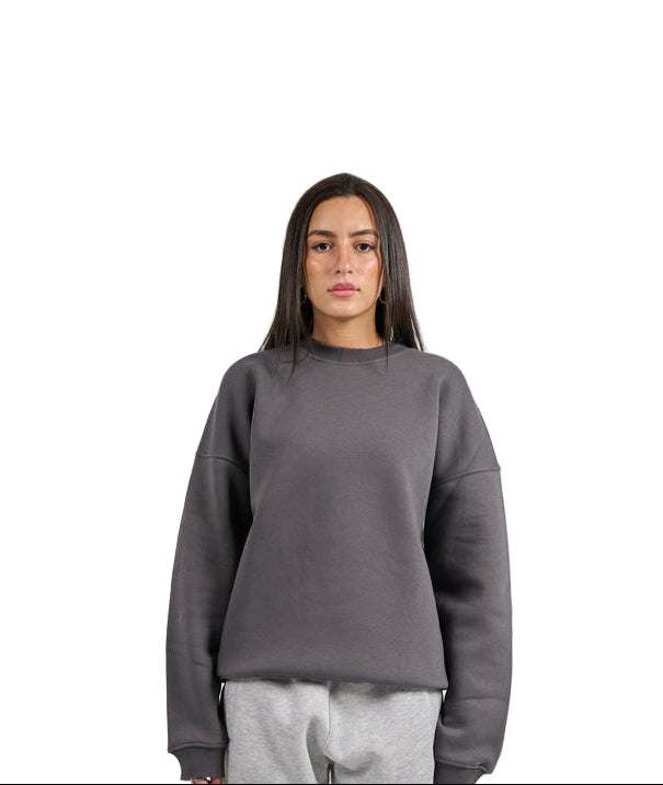 Drop Shoulder Crewneck - Charcoal Grey