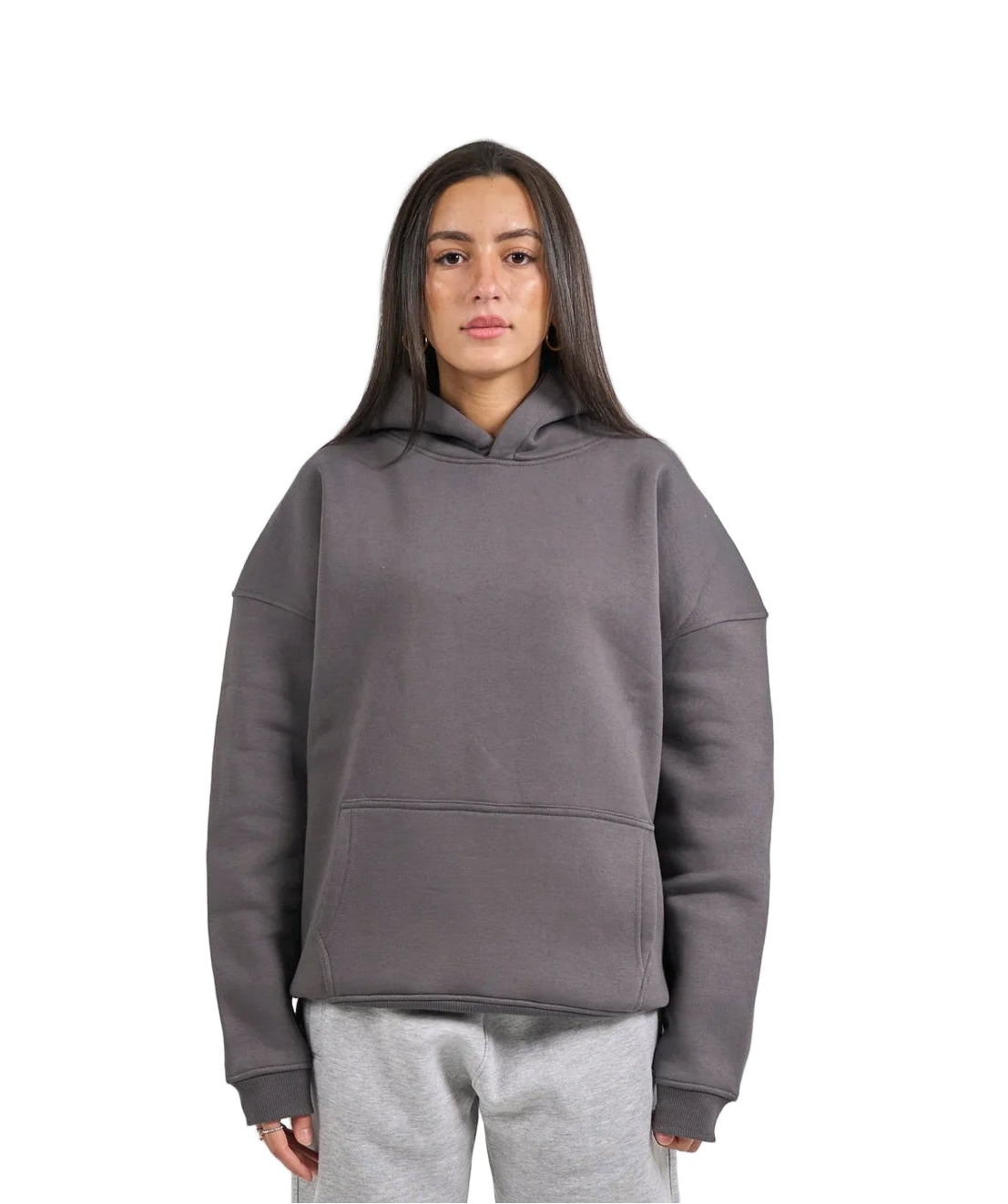 Drop Shoulder Hoodie - Charcoal Grey