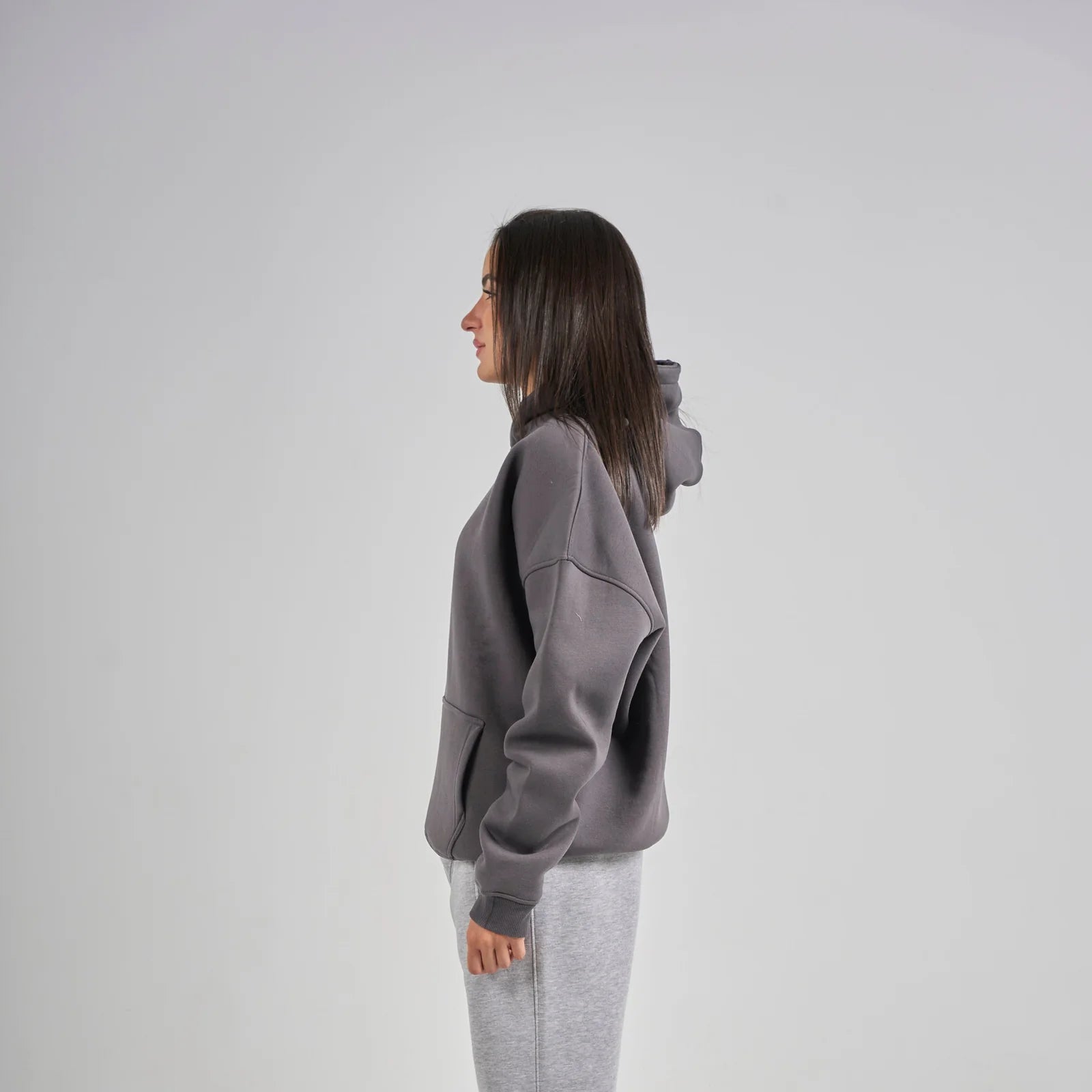 Drop Shoulder Hoodie - Charcoal Grey