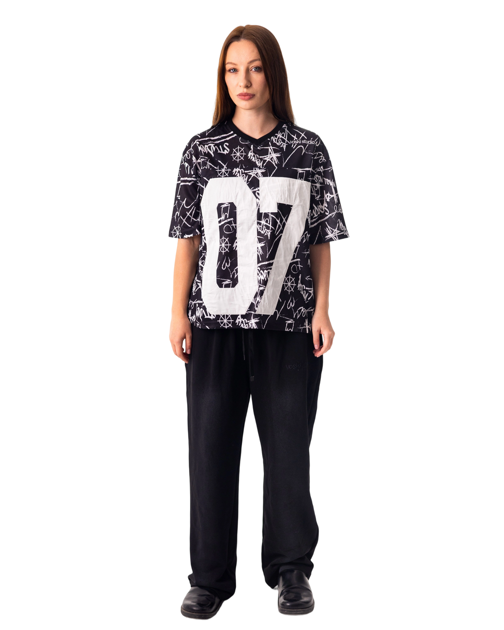 BLACK GRAFITTI JERSEY BOXY TEE