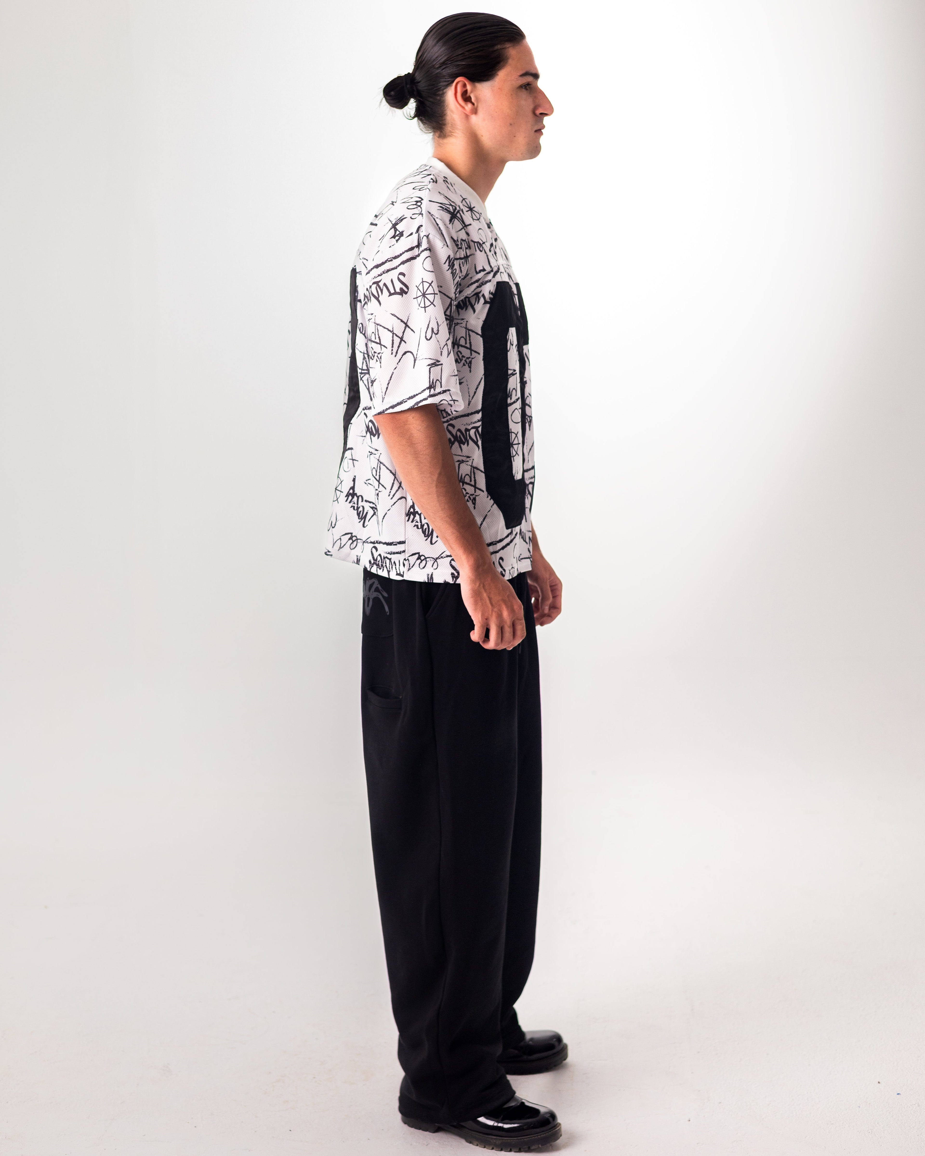 WHITE GRAFFITI JERSEY BOXY TEE