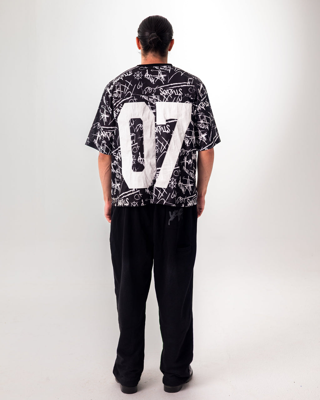 BLACK GRAFITTI JERSEY BOXY TEE