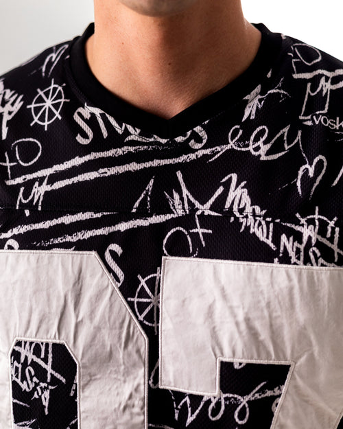 BLACK GRAFITTI JERSEY BOXY TEE